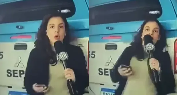 A repórter Júlia Cabrero acabou sendo atingida