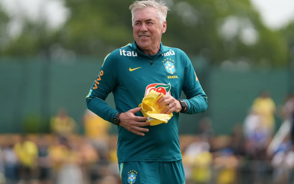 O técnico, de 66 anos, Ancelotti teve o seu contrato renovado com a seleção brasileira até a próxima Copa do Mundo, que acontece em 2030