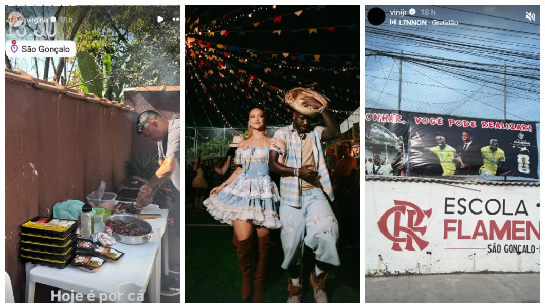 O casal participou de um churrasco no bairro Porto do Rosa, onde Vini Jr. cresceu ao lado da família