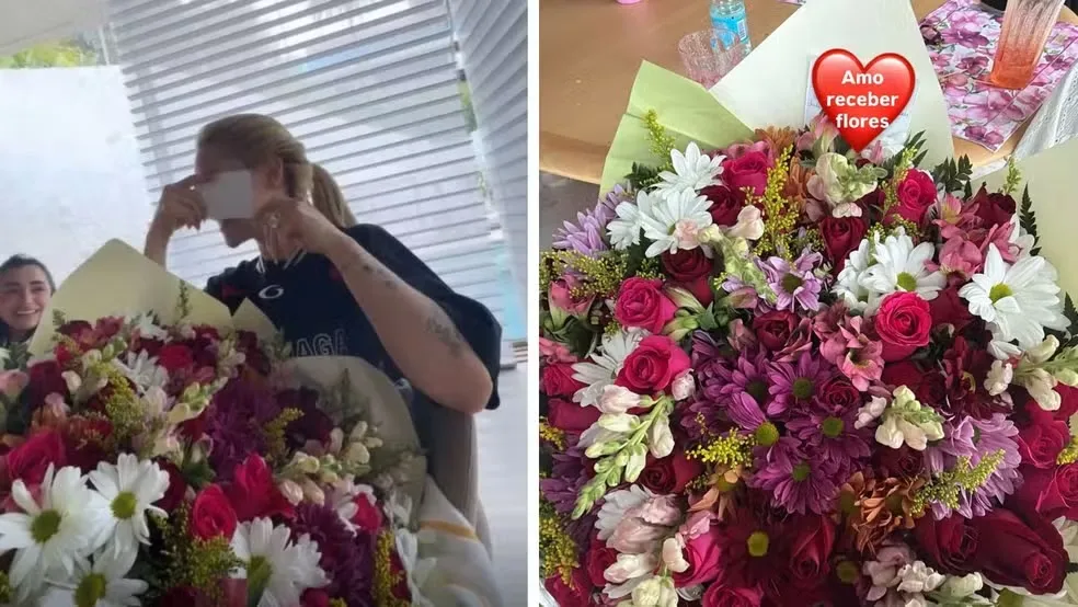 Virginia é flagrada lendo o bilhete ,mas sem revelar a identidade do admirador secreto