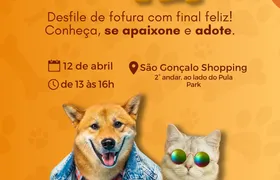 Desfile de animais para adoção acontece no São Gonçalo Shopping neste domingo