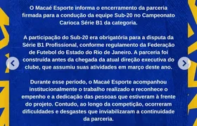 Jogadores do sub-20 do Macaé entram em campo sem almoço e clube anuncia suspensão da base