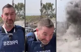 Jornalistas registram ao vivo queda de míssil no Líbano