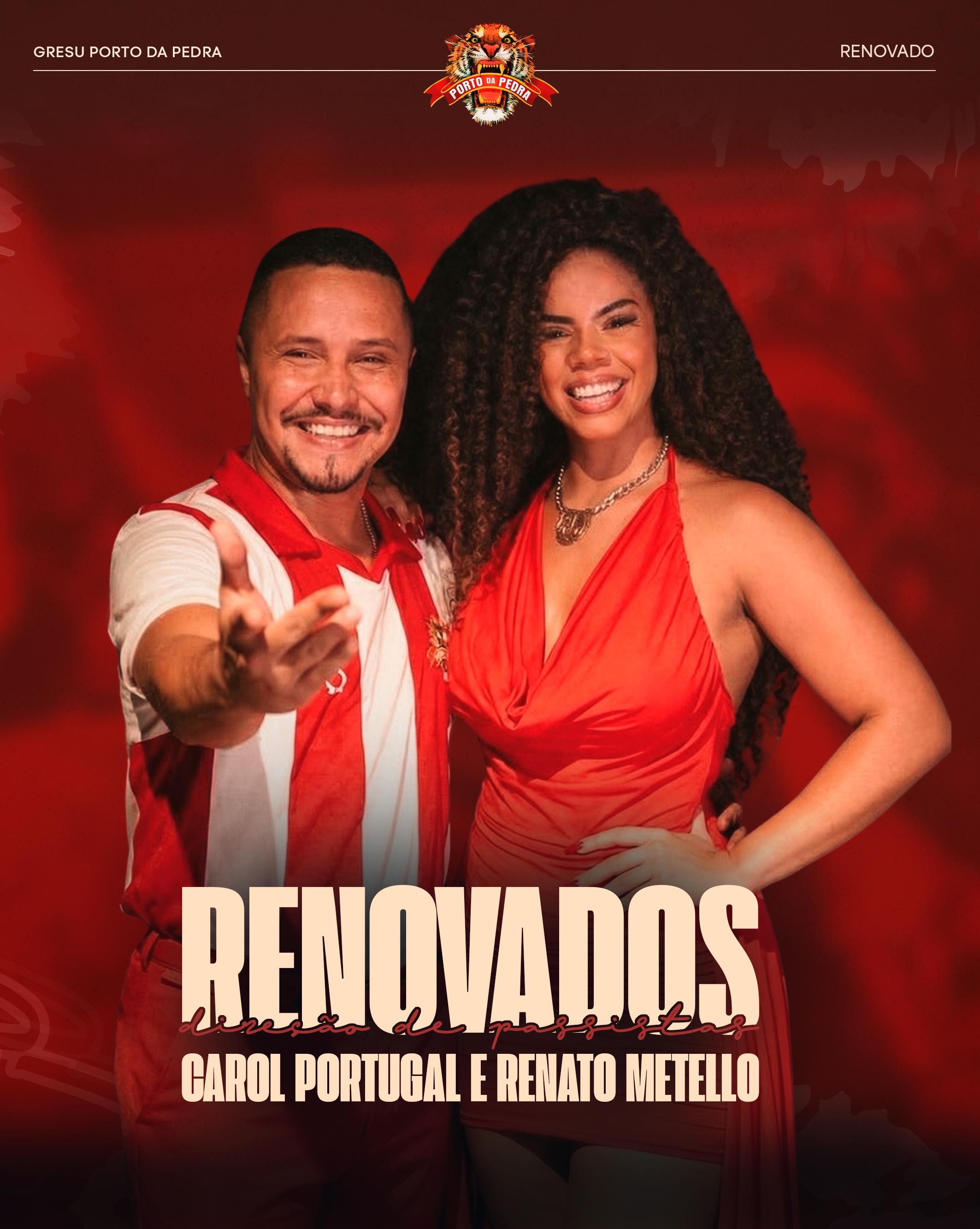 Carol Portugal e Renato Metello seguem à frente da Ala de Passistas do Tigre