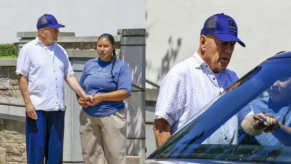 Bruce Willis faz rara aparição em púbico e é fotografado deixando igreja, em Los Angeles, nos EUA