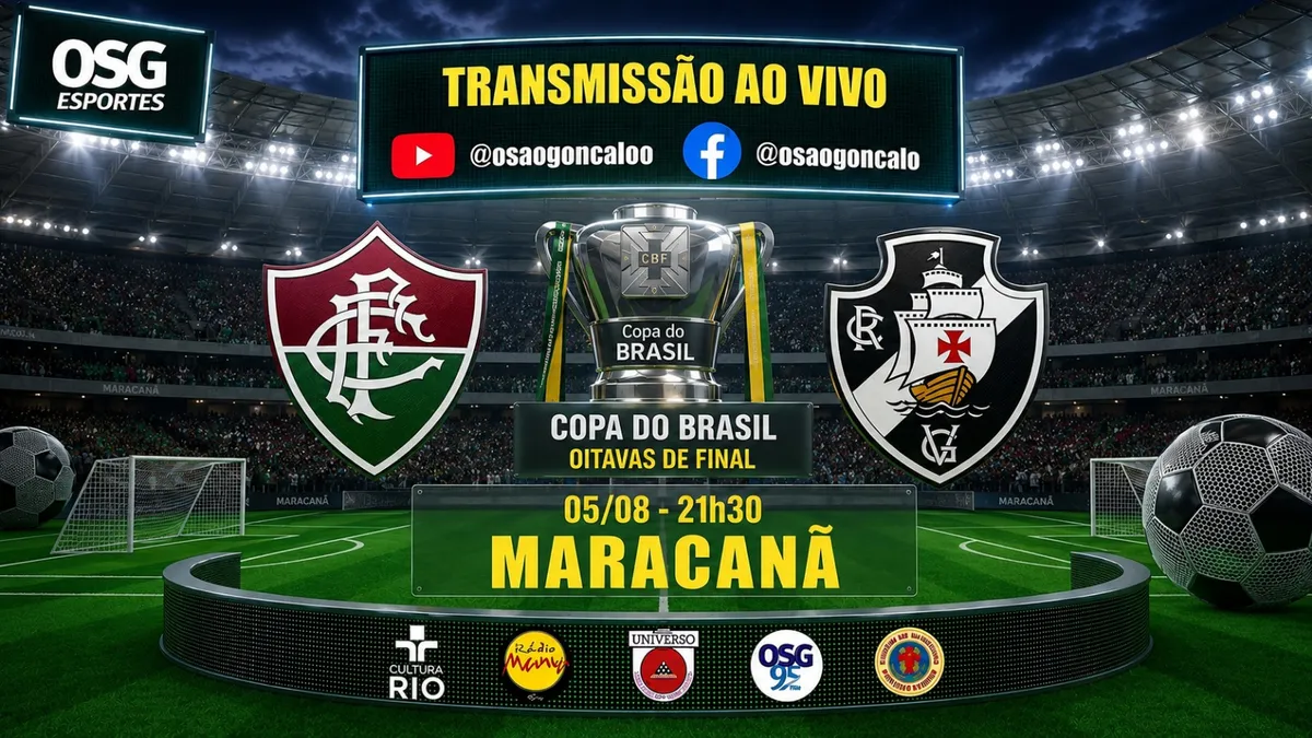 Fluminense e Vasco, ao vivo no OSG Esportes, nesta quarta (05), pelas oitavas de final da Copa do Brasil