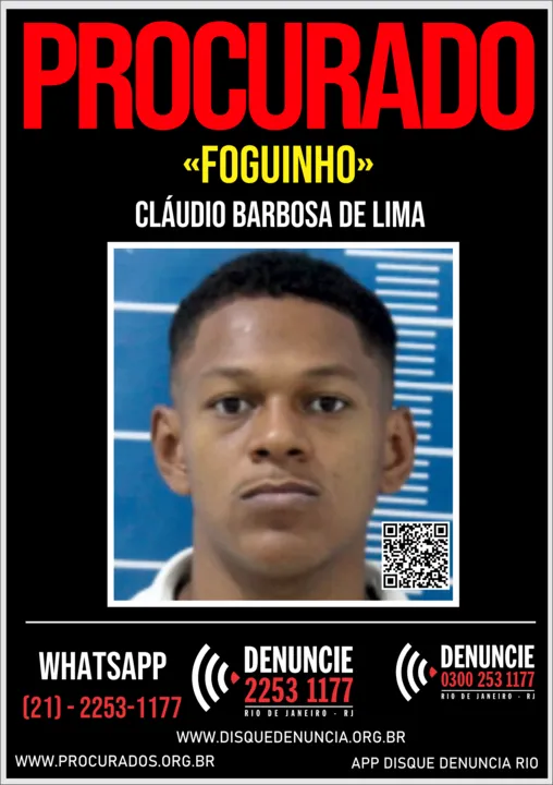Associado à facção Comando Vermelho que opera no Morro da Providência, “Foguinho” está foragido do sistema prisional desde dezembro de 2025