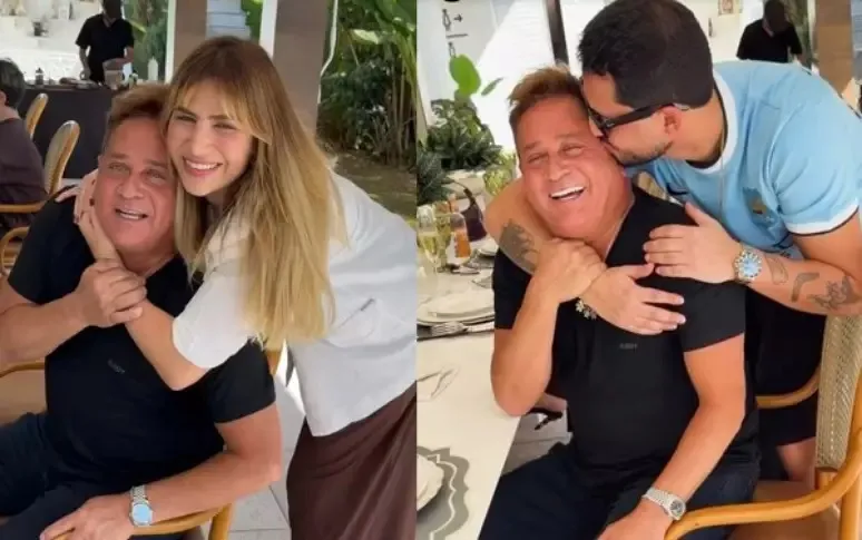 Leonardo passa o Dia dos Pais com João Guilherme,  Jéssica Beatriz Costa e Matheus Vargas