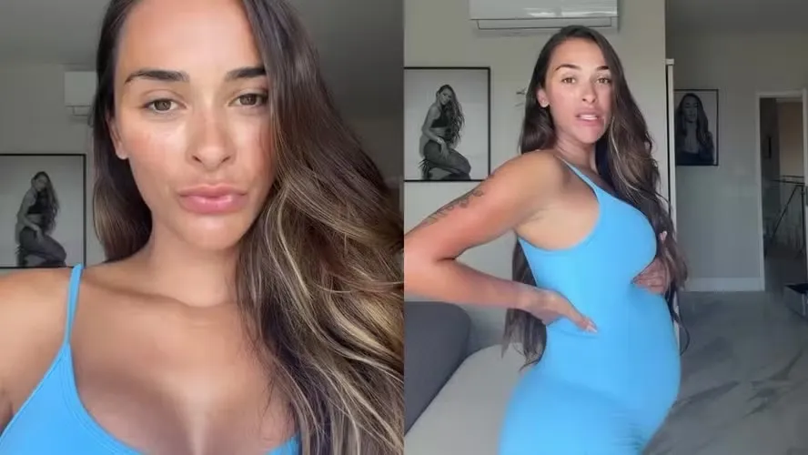 Grávida, Tainá Militão mostra barriga e comemora reta final