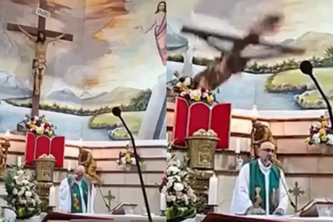 Estrutura caiu direto em cima do padre