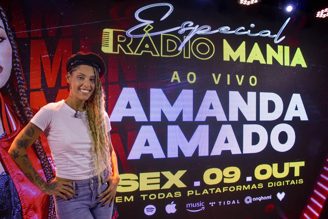 'Especial Rádio Mania ao vivo', com Amanda Amado, será lançado em todas as plataformas digitais no dia 9 de outubro