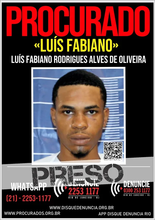 Segundo a Polícia Militar, Luís Fabiano Rodrigues Alves de Oliveira, de 23 anos, é integrante da facção criminosa Comando Vermelho (CV)