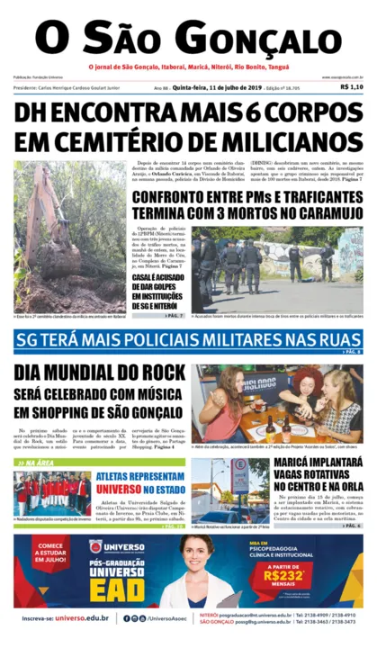Imagem ilustrativa da imagem Edição do dia 11 de julho de  2019