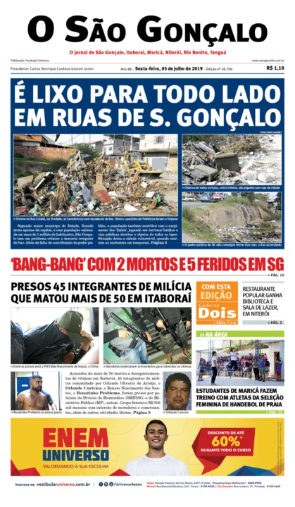 Imagem ilustrativa da imagem Edição do dia 5 de julho de  2019