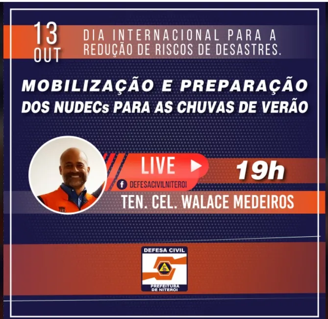 Imagem ilustrativa da imagem Defesa Civil realiza live sobre prevenção às chuvas de verão