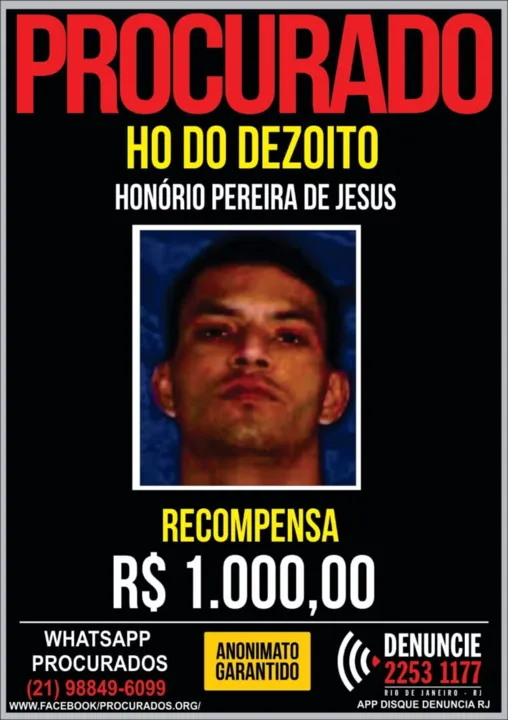 Imagem ilustrativa da imagem Portal dos procurados pede informações sobre chefe do tráfico do Morro do 18