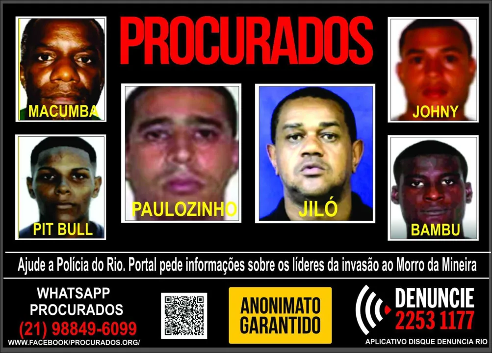 Atualmente, o Morro da Mineira é controlado pela facção criminosa - Terceiro Comando Puro – TCP