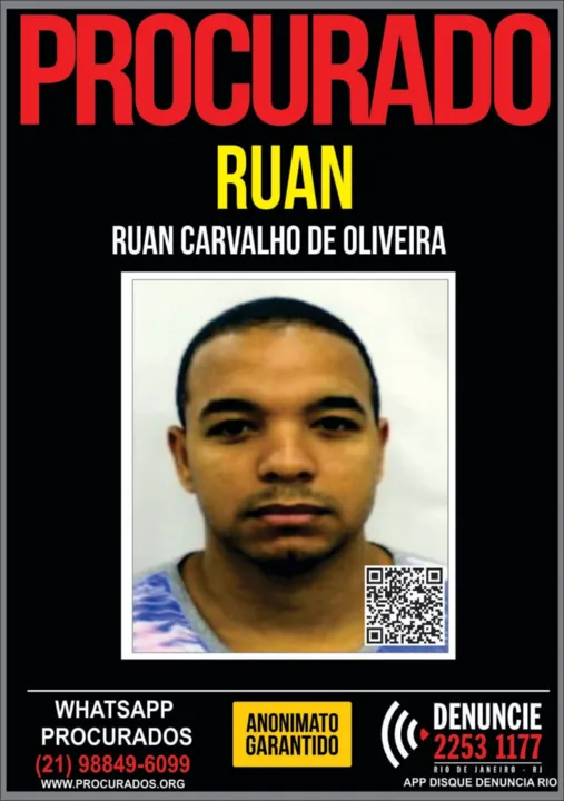 Ruan Carvalho de Oliveira, de 27 anos é suspeito de duplo homicídio e está sendo procurado
