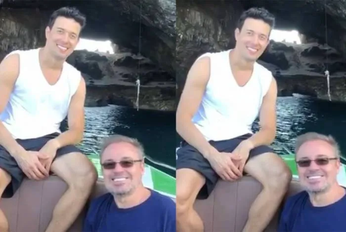 Suposto namorado de Gugu publica foto com apresentador e diz estar com saudade