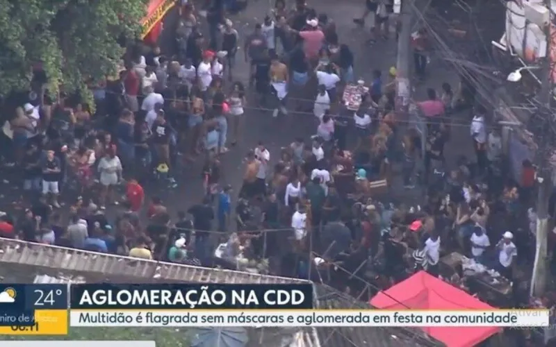 Foi possível ver pessoas sem máscara pelas imagens do local