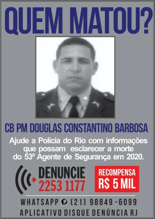 Imagem ilustrativa da imagem Portal divulga cartaz para tentar prisão dos envolvidos na morte de PM na Baixada