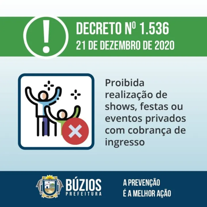  A partir de agora não poderão ser realizadas festas, shows e eventos privados com a cobrança de ingressos