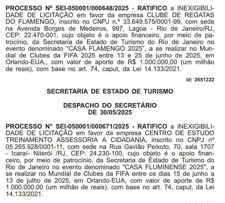 Fla vai receber direto em seu CNPJ, enquanto Flu terá intermediário