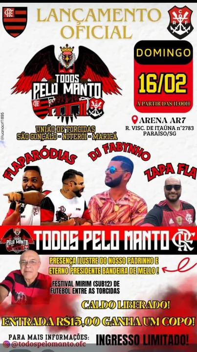 Imagem ilustrativa da imagem 'Todos Pelo Manto': Organizadas do Fla fazem a festa em São Gonçalo hoje (16) no Arena AR7