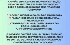 União Brasileira de Trovadores de SG comemora 17 anos com sarau especial