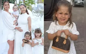 Maria Flor, de 2 anos, surge em festa com bolsa de grife avaliada em R$ 12 mil