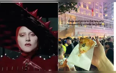 Lady Gaga distribui pizzas aos fãs que estão em frente ao Copacabana Palace