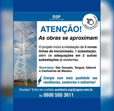 Obras da SSP Transmissora de Energia se Aproximam
