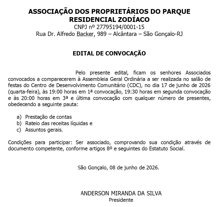EDITAL DE CONVOCAÇÃO