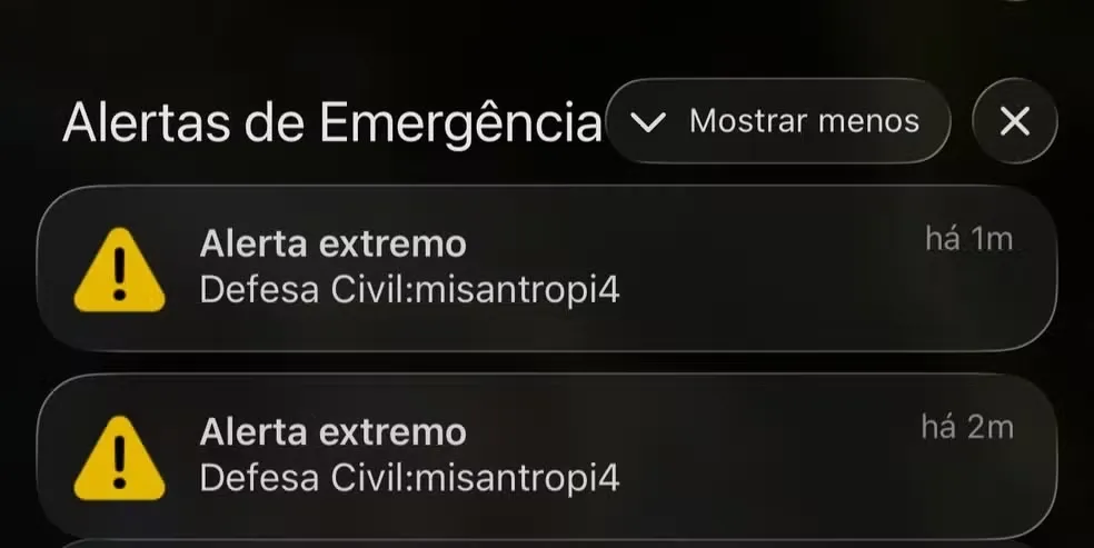 Notificação assustou moradores de diversas cidades do país