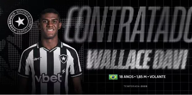 Wallace Davi chega ao Botafogo para a temporada 2026