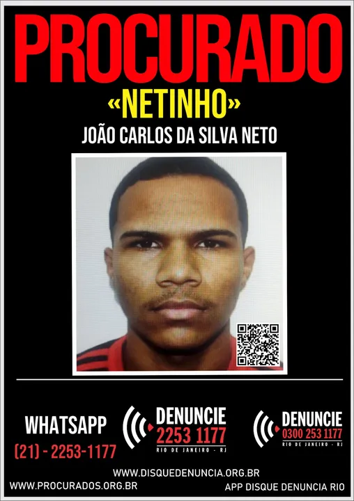 A Justiça aceitu o pedido de prisão preventiva feito pela polícia contra João Carlos da Silva Neto, vulgo 'Netinho', de 23 anos