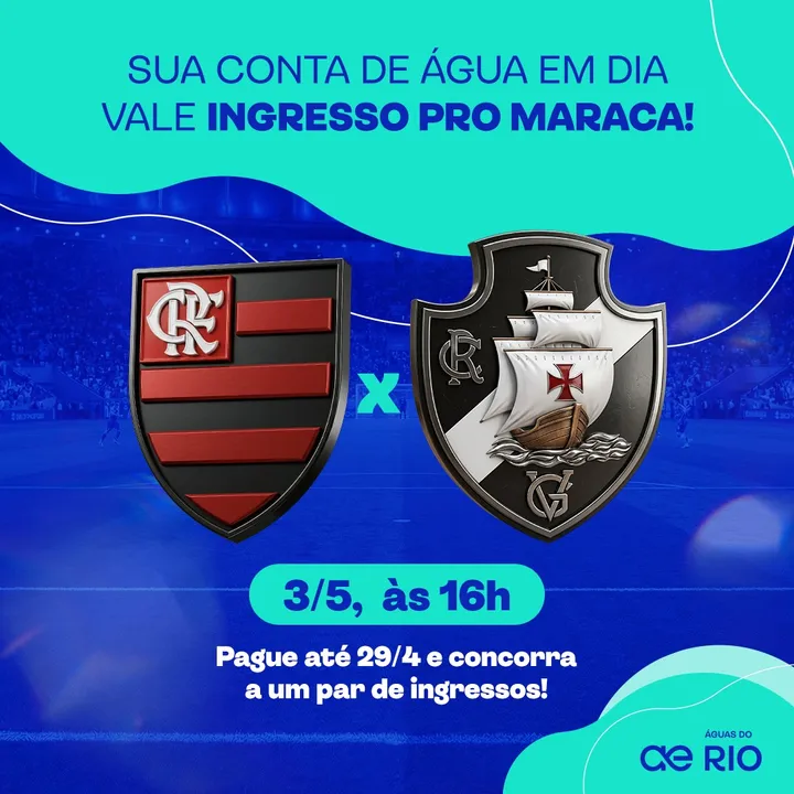 A iniciativa é da Águas do Rio, que está promovendo uma ação que levará moradores da Maré ao confronto do dia 3 de maio, às 16h, pelo Campeonato Brasileiro