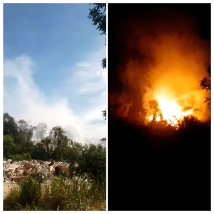 Segundo relatos, o proprietário do terreno autoriza que caminhões despejem na área todo o tipo de lixo