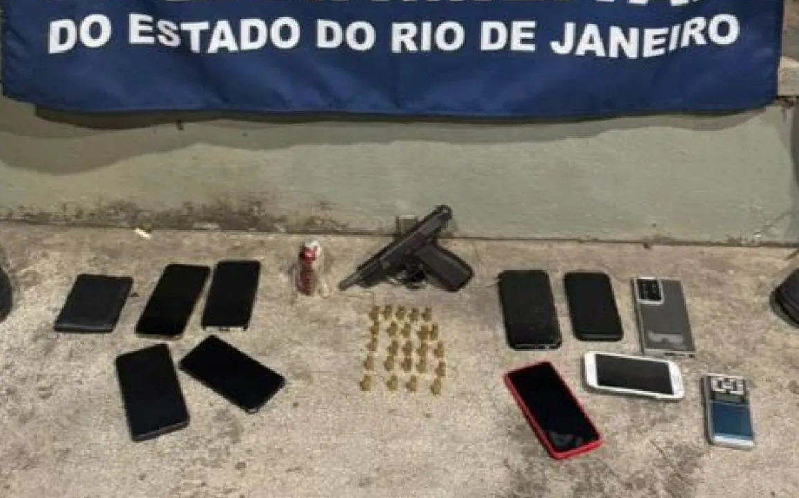 Material apreendido com os suspeitos