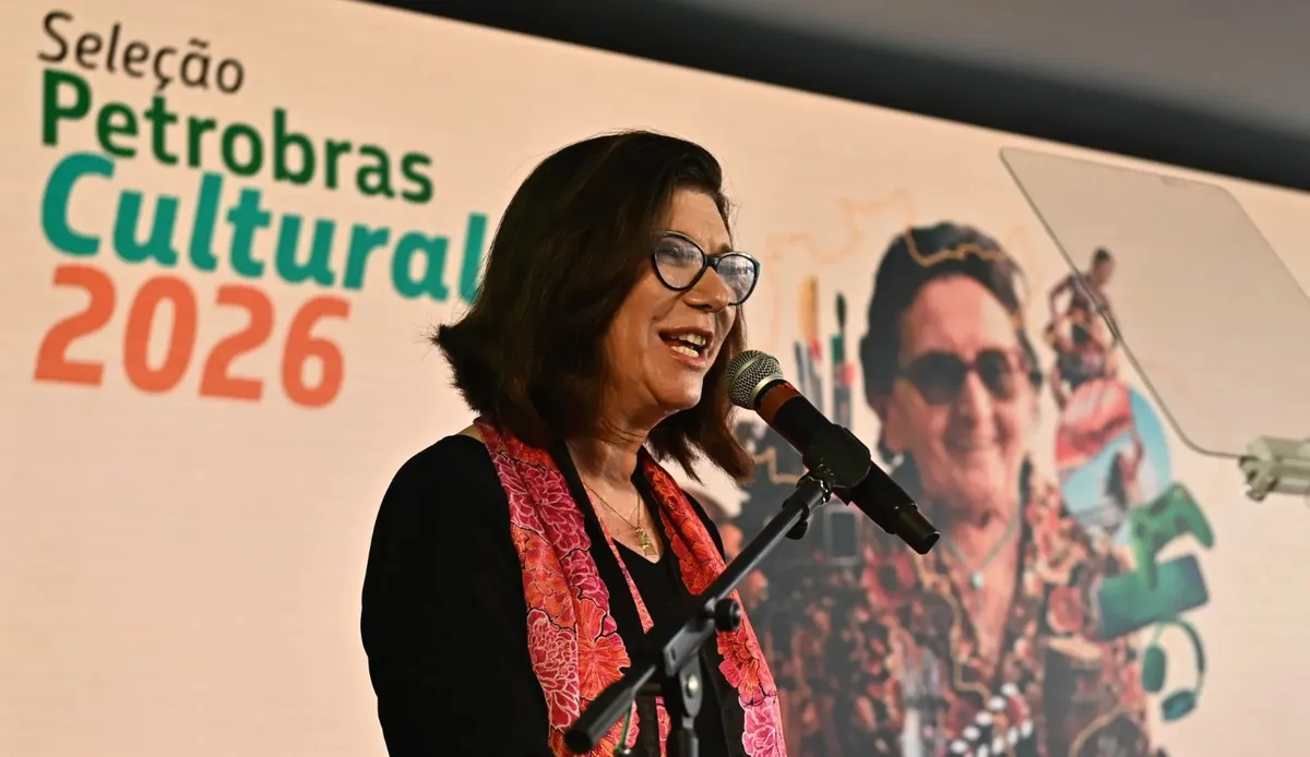 Magda Chambriard, presidenta da Petrobras, durante evento  onde foi anunciado o regulamento da Seleção Petrobras Cultural 2026