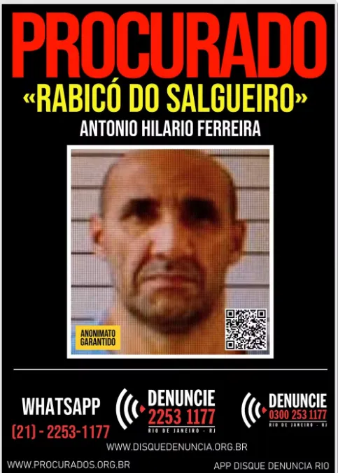 Antônio Ilário Ferreira é um dos mais procurados do Estado do Rio