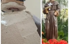 Imagem de São Francisco de Assis é depredada dentro do Santuário de Jesus Crucificado em Porto das Caixas