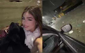 Cantora Melody fica presa em alagamento no Rio de Janeiro e precisa abandonar o carro