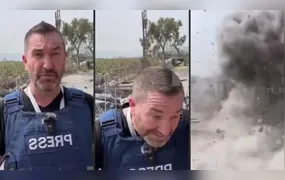 Jornalistas registram ao vivo queda de míssil no Líbano