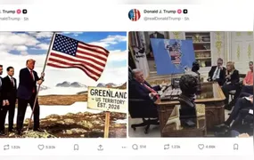 Polêmica: Trump publica imagens geradas por IA com bandeira dos EUA fincada na Groenlândia