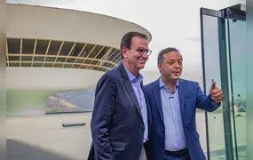 Rodrigo Neves recebe Eduardo Paes no MAC: “Vou fazer a linha 3 do metrô”, diz ex-prefeito do Rio
