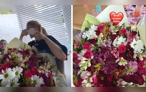 Virginia recebe buquê de flores de 'admirador secreto'