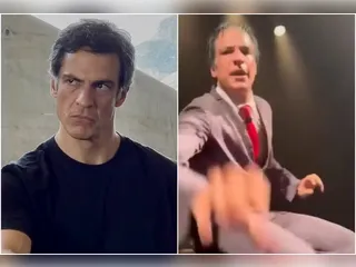 Mateus Solano derruba celular de fã durante peça teatral