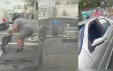 Idoso atropela criminoso após tentativa de assalto e tem o carro alvejado no Rio