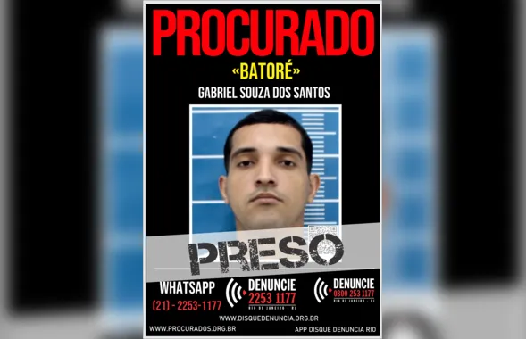 Batoré é preso no Caramujo, em Niterói, após informações do Disque Denúncia